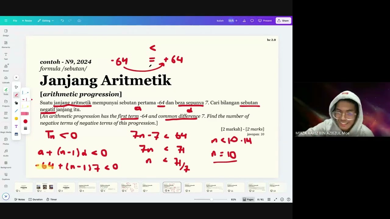 Form 4 Matematik Tambahan KSSM : Janjang Aritmetik