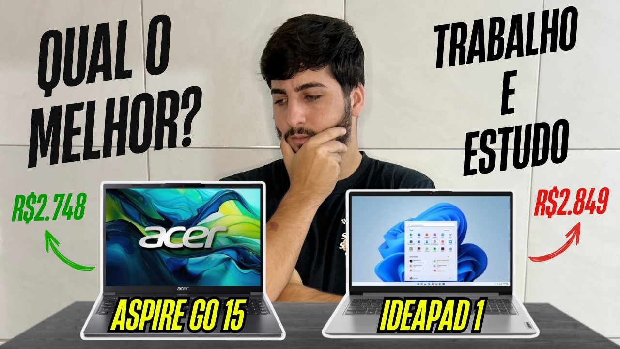 Qual o MELHOR NOTEBOOK CUSTO BENEFICIO de 2026? IDEAPAD 1 VS ASPIRE GO 15 - COMPARATIVO