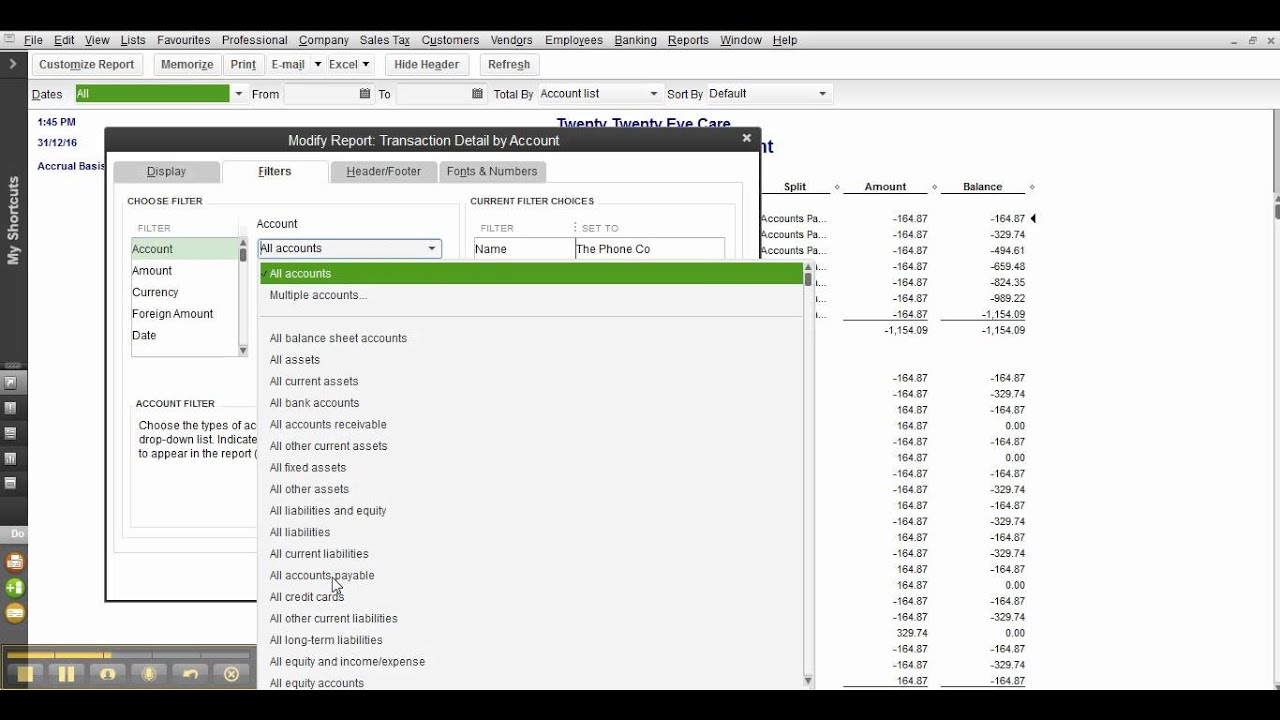 QuickBooks Transaction Detail Report By Vendor