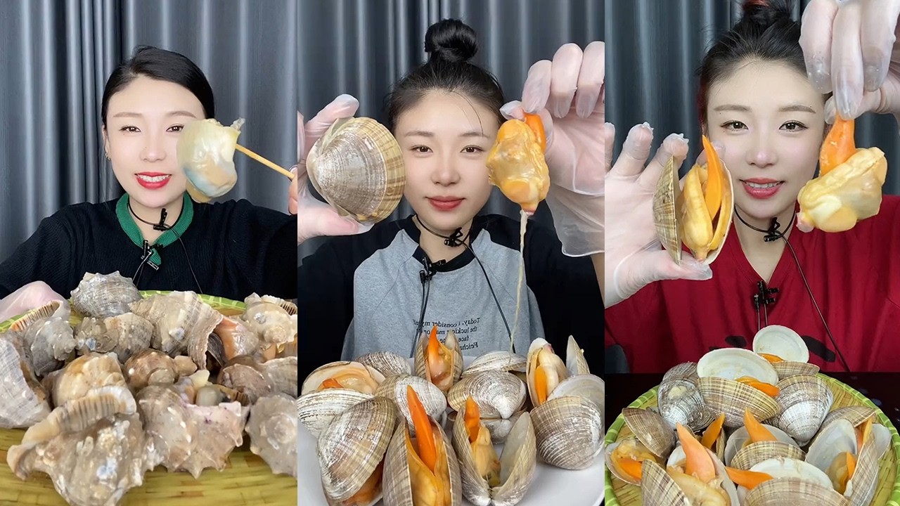 【MUKBANG】Conch + fresh and live large clams🐚🦪#Seafood#ASMR#yummy
