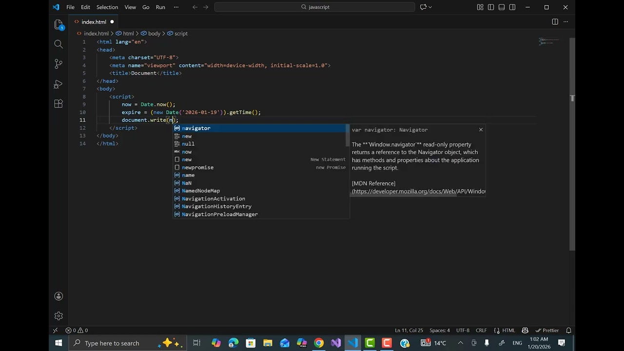 Tutorial javascript date part 12