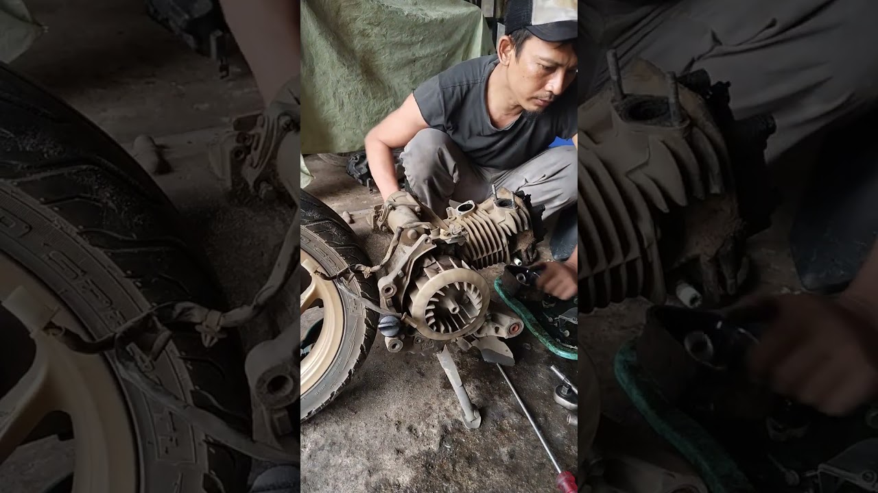 Proses bongkar mesin honda 