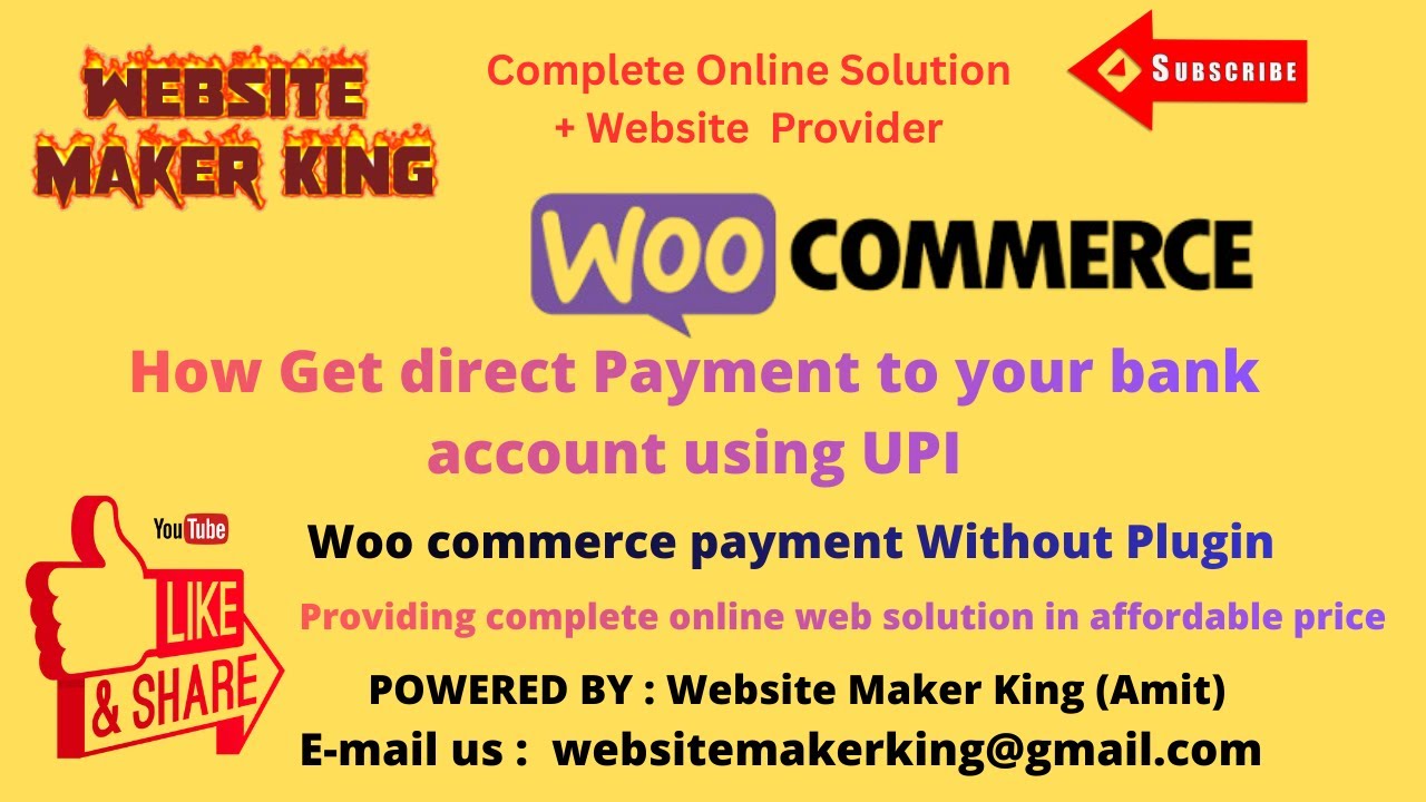 How Get  direct Payment to your bank account using UPI | Woo commerce  payment  Without Plugin