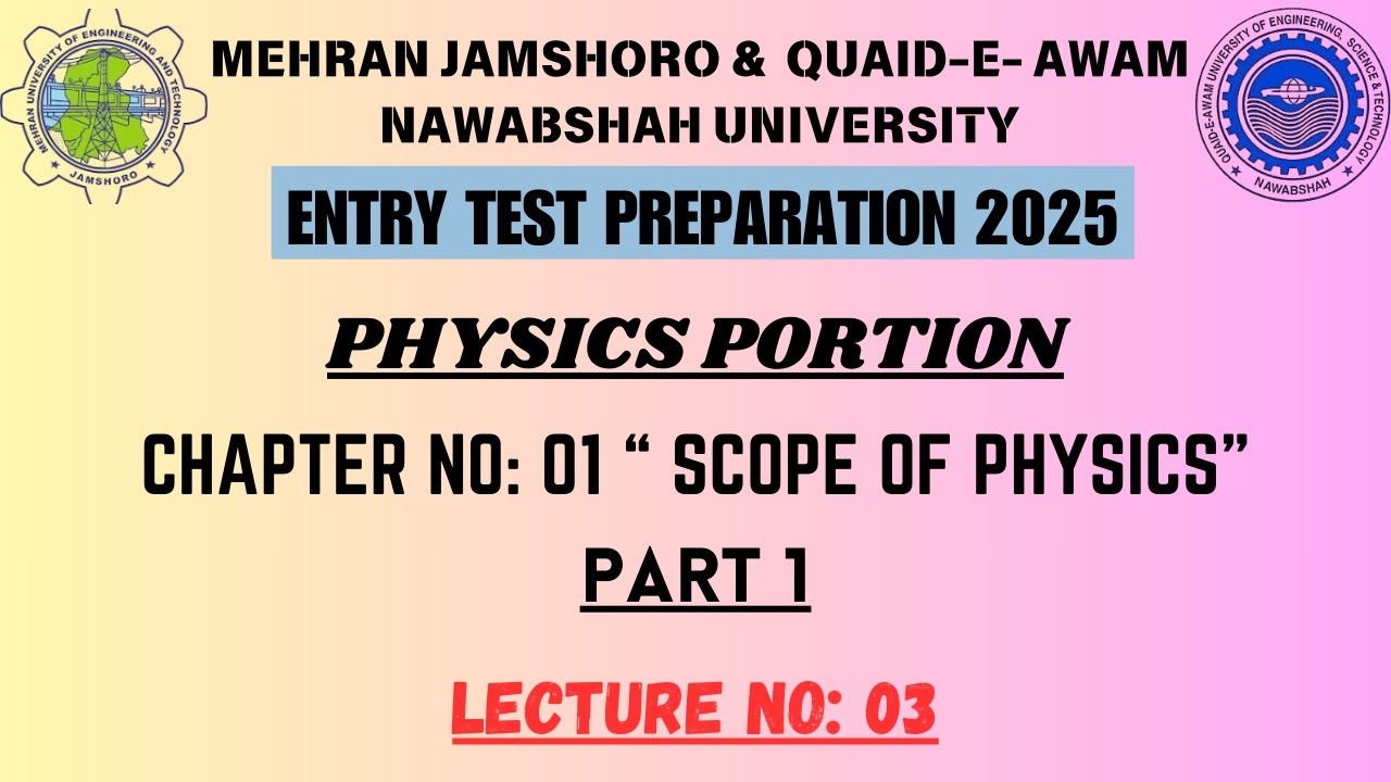 MUET & QUEST Entry Test Preparation Lecture No: 03 || Physics Portion Chapter no: 01 || Explain