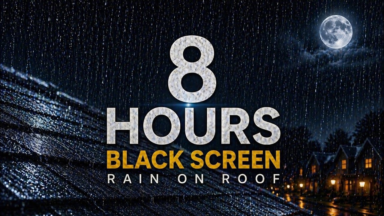 8 Hours Rain on Roof Sounds 🌧️ Black Screen Sleep Aid