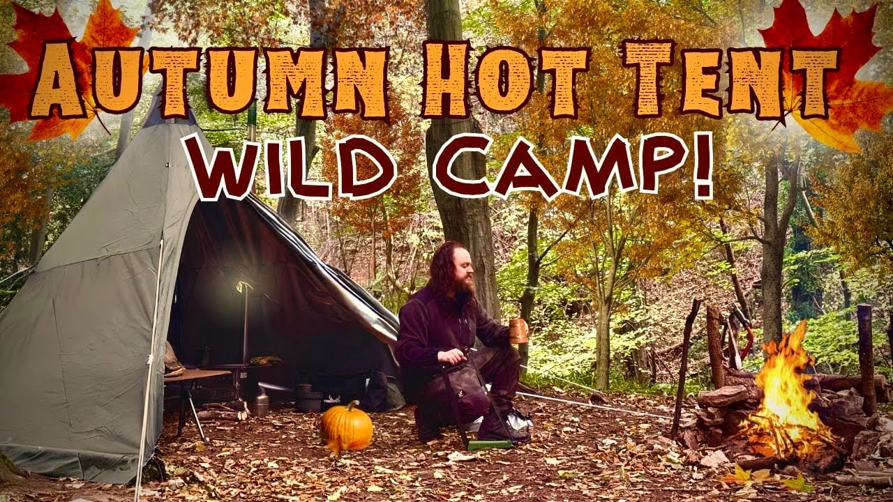 Tipi Hot Tent Camping & Wood Stove Cooking! - STEAK & ROASTED PUMPKIN & PUMPKIN BACON PANCAKES!