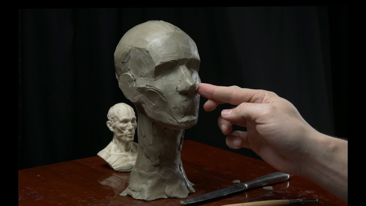Sculpting A Simplified Head in Clay time-lapse. Part 1