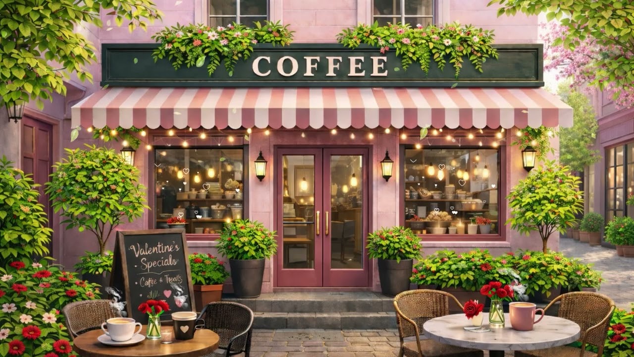 Spring Valentine Coffee Shop 🌹Cozy Jazz Ambience for Relaxation