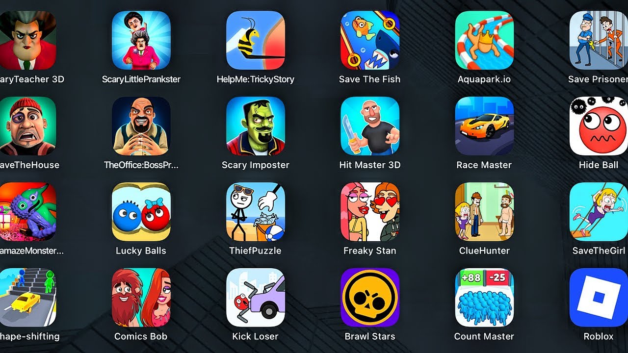 ScaryLittlePrankster, Save The Fish, HelpMeTricky Puzzle, Scary Teacher 3D, Roblox, Count Master
