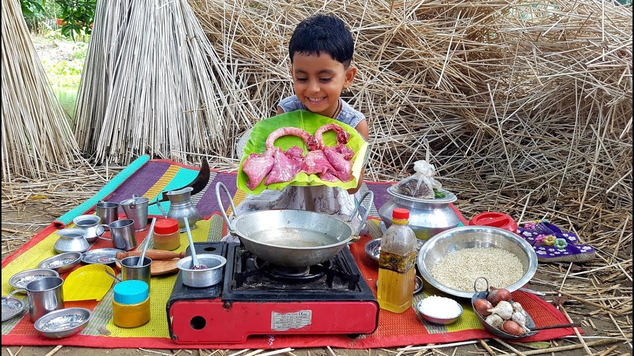 Best Ever Food Cooking & Eating By Sneyha - Goat Lungs Curry Cooking For Picnic