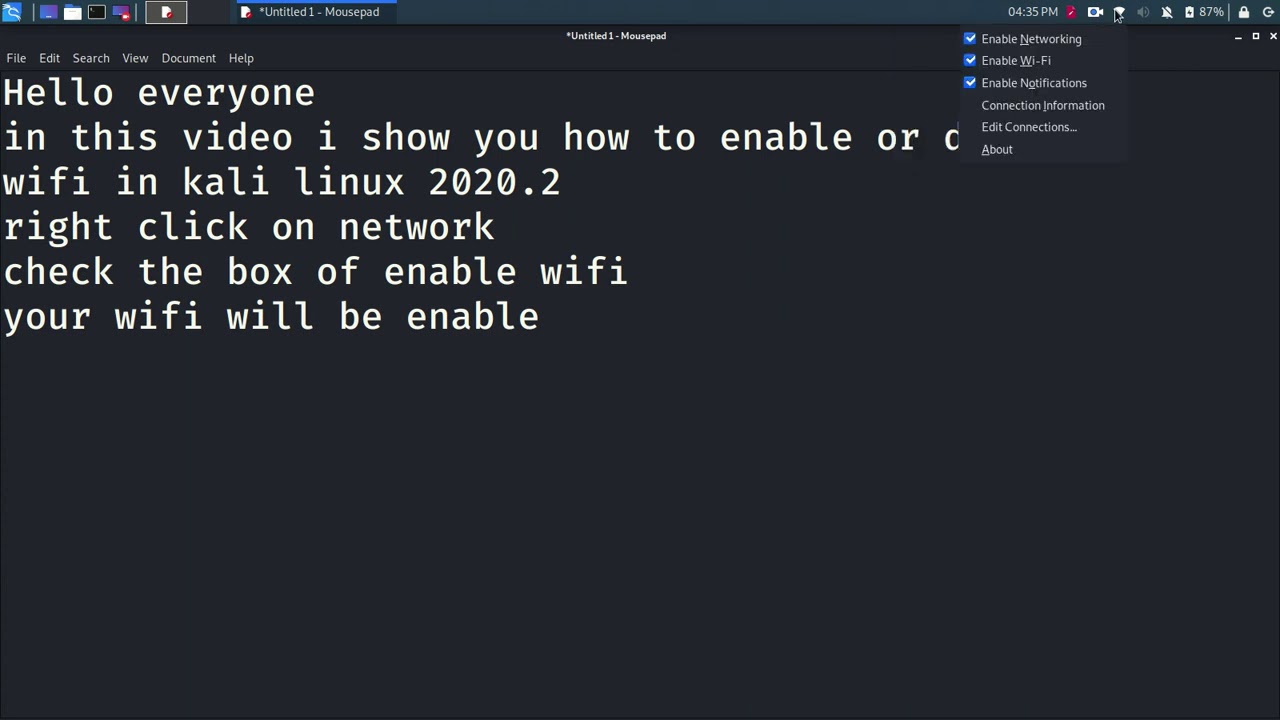 How to Enable or Disable Wifi in Kali Linux 2020.2
