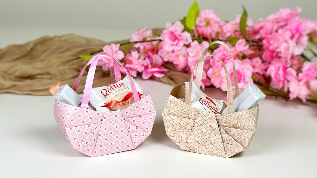 Origami Gift Basket from One Sheet – No Template Needed!