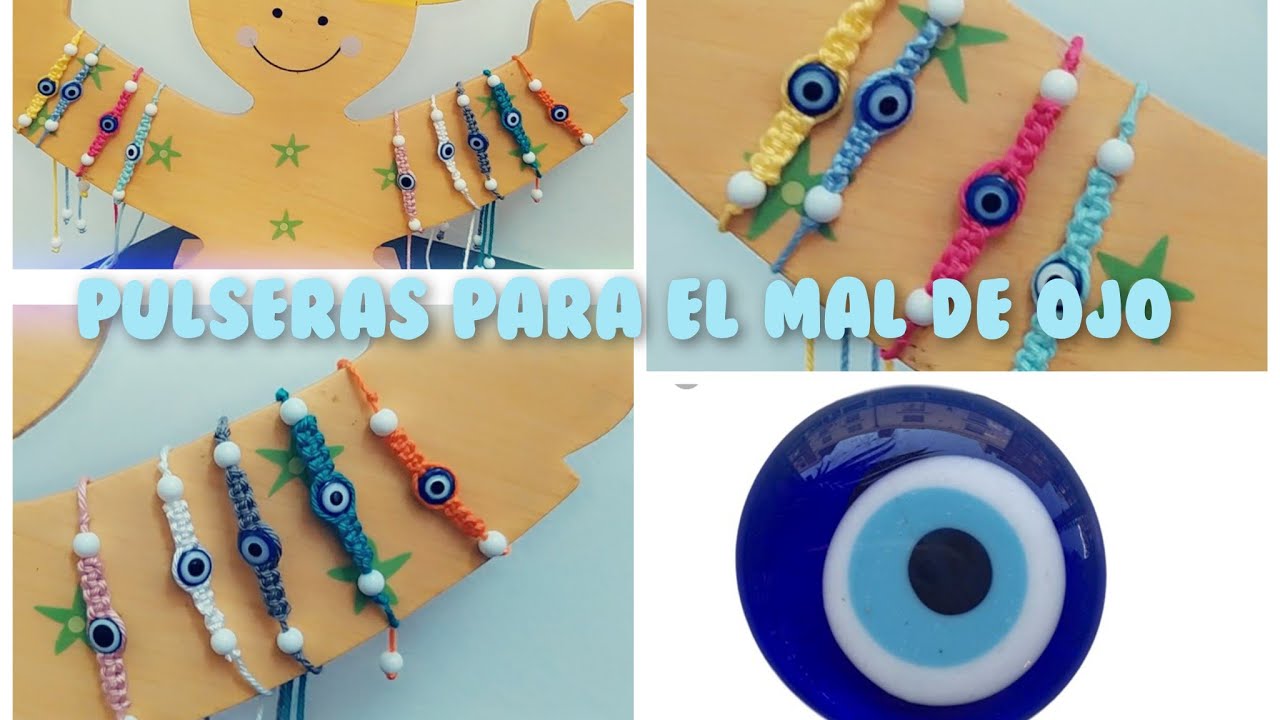 DIY Pulseras para el mal de ojo a macramé.(ojo turco).