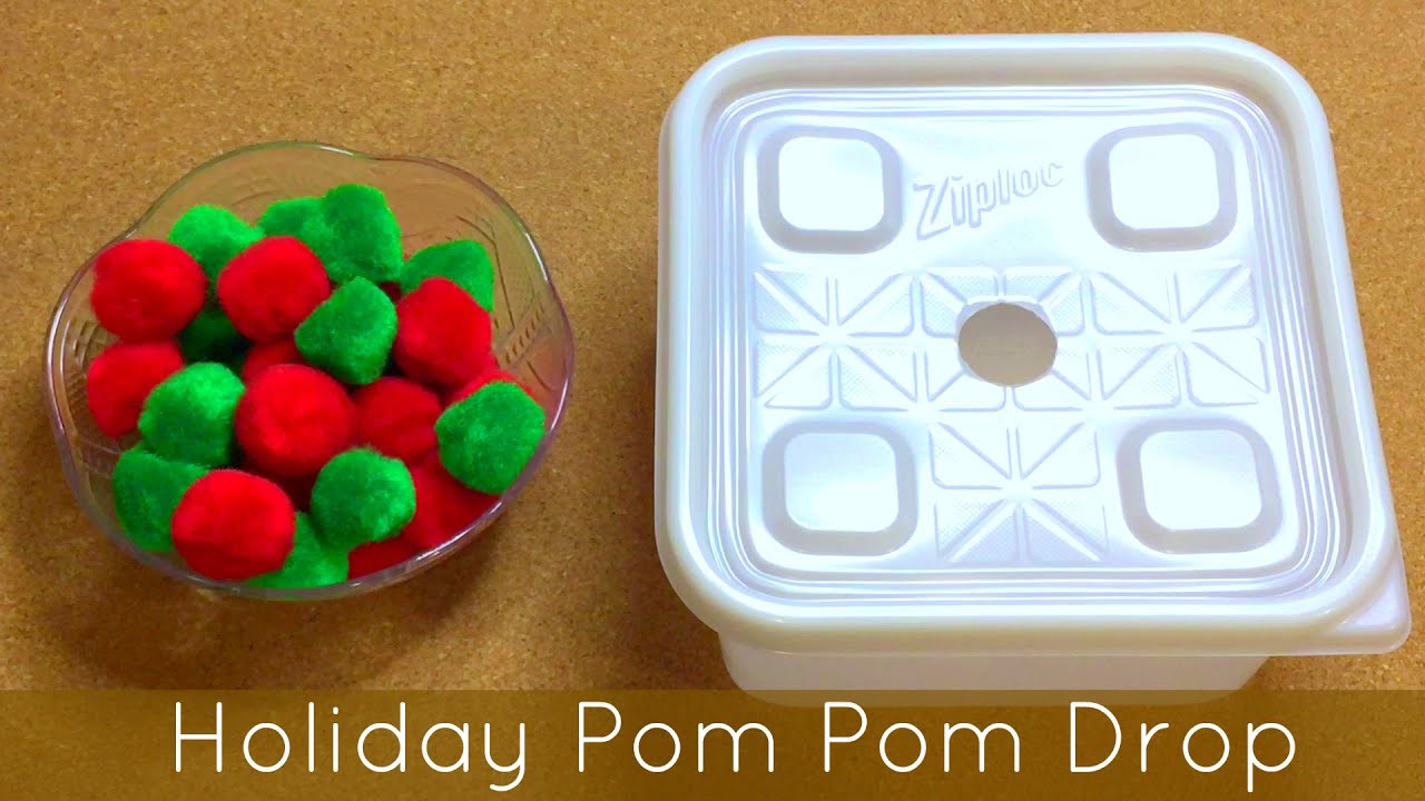 Holiday Pom Pom Drop - Preschool - Kindergarten - Toddler Fine Motor
