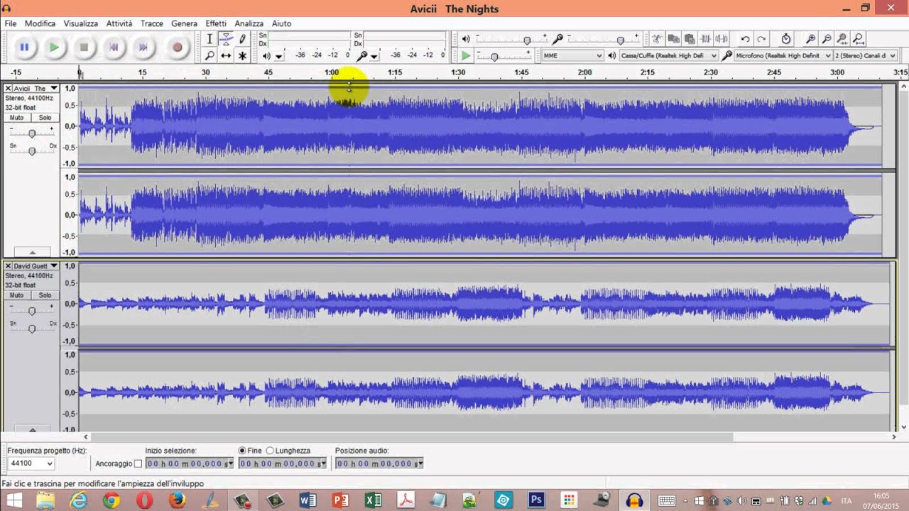 Come unire due o più canzoni con Audacity usando l'effetto dissolvenza.
