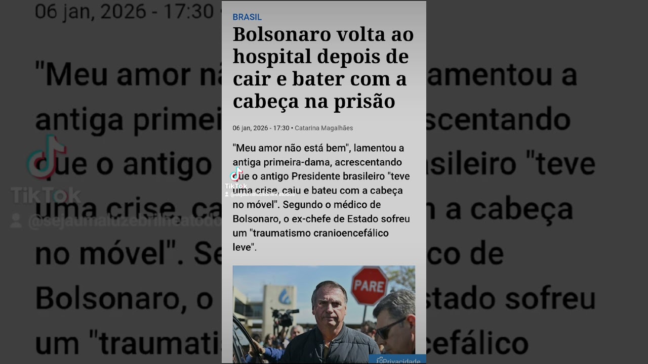 Bolsonaro volta ao hospital depois de cair e bater com a cabeça na prisão