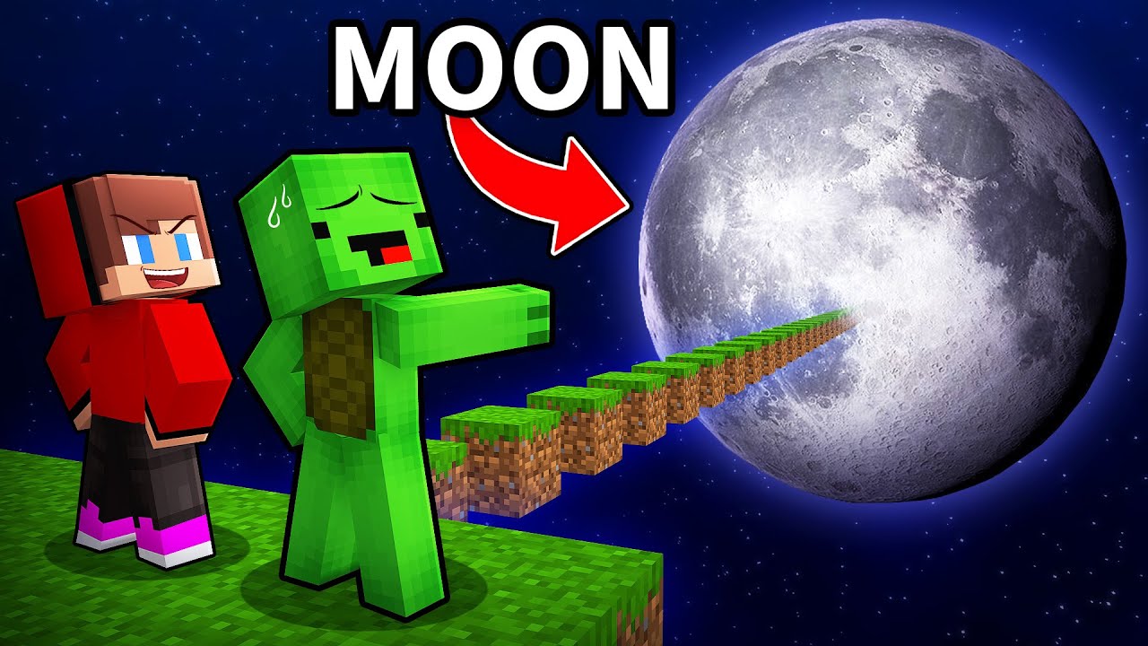 Mikey and JJ Travelled to The Moon in Minecraft (Maizen)