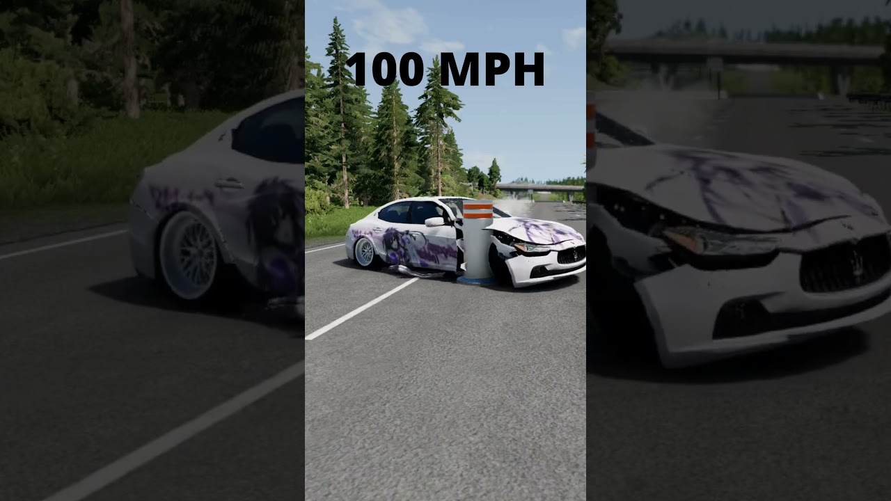 Maserati Ghibli VS Bollard in BeamNG drive