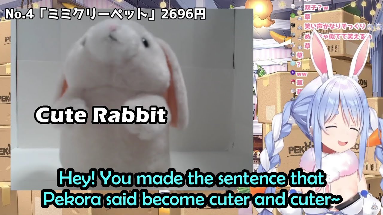 Pekora Dying From Cuteness When Testing A Cute Rabbit Who Can Mimic Her Speaking
