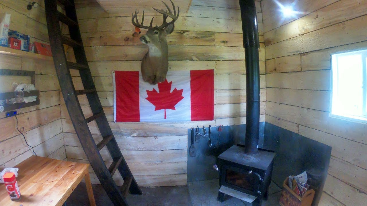Bushcamp - Building a Loft Ladder in the Offgrid Cabin, Staining the Outhouse, Bear Problems