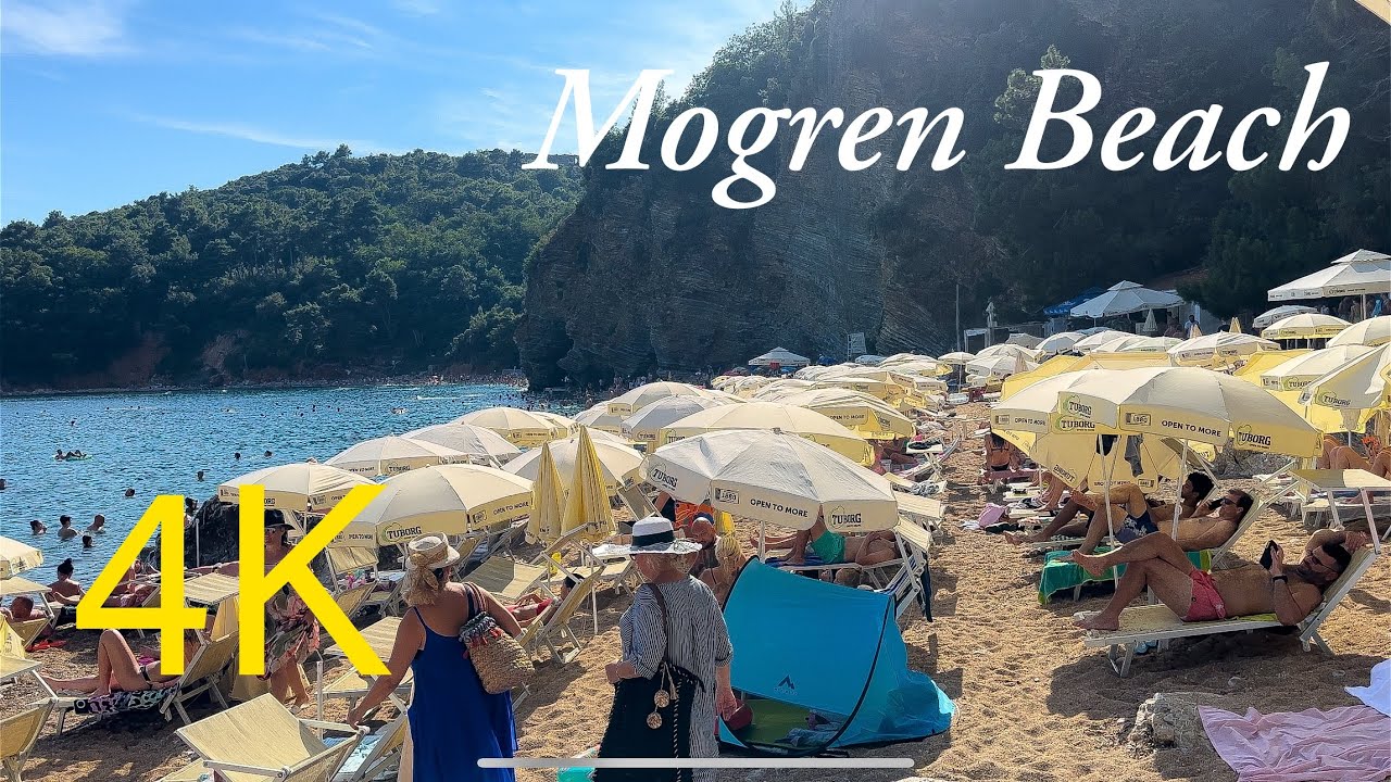 Пляж Могрен 🏝️ Будва, Черногория 🇲🇪 Пешеходная экскурсия в 4К