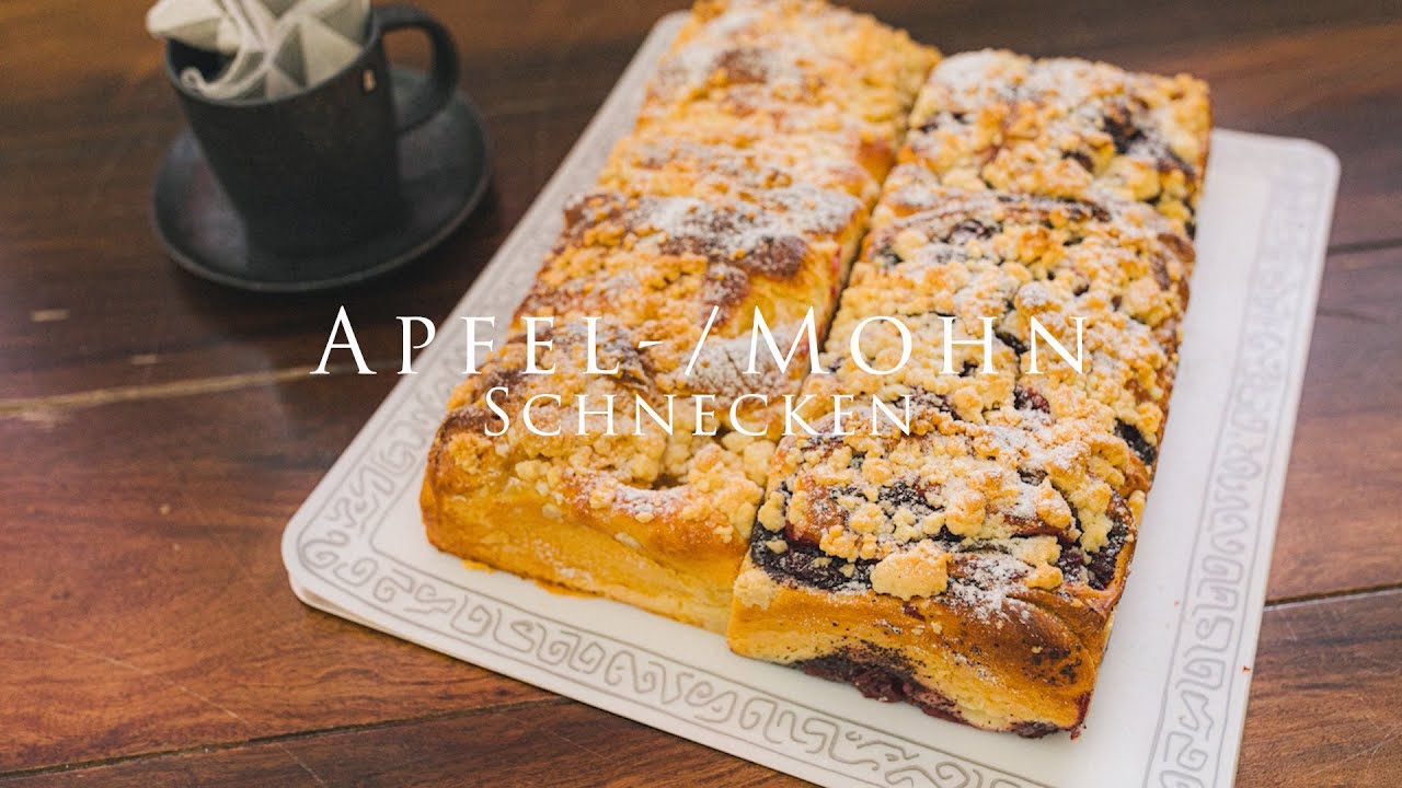 Apfel- & Mohnschnecken mit Hefeteig in der Kombischnitte & Kastenkuchenform