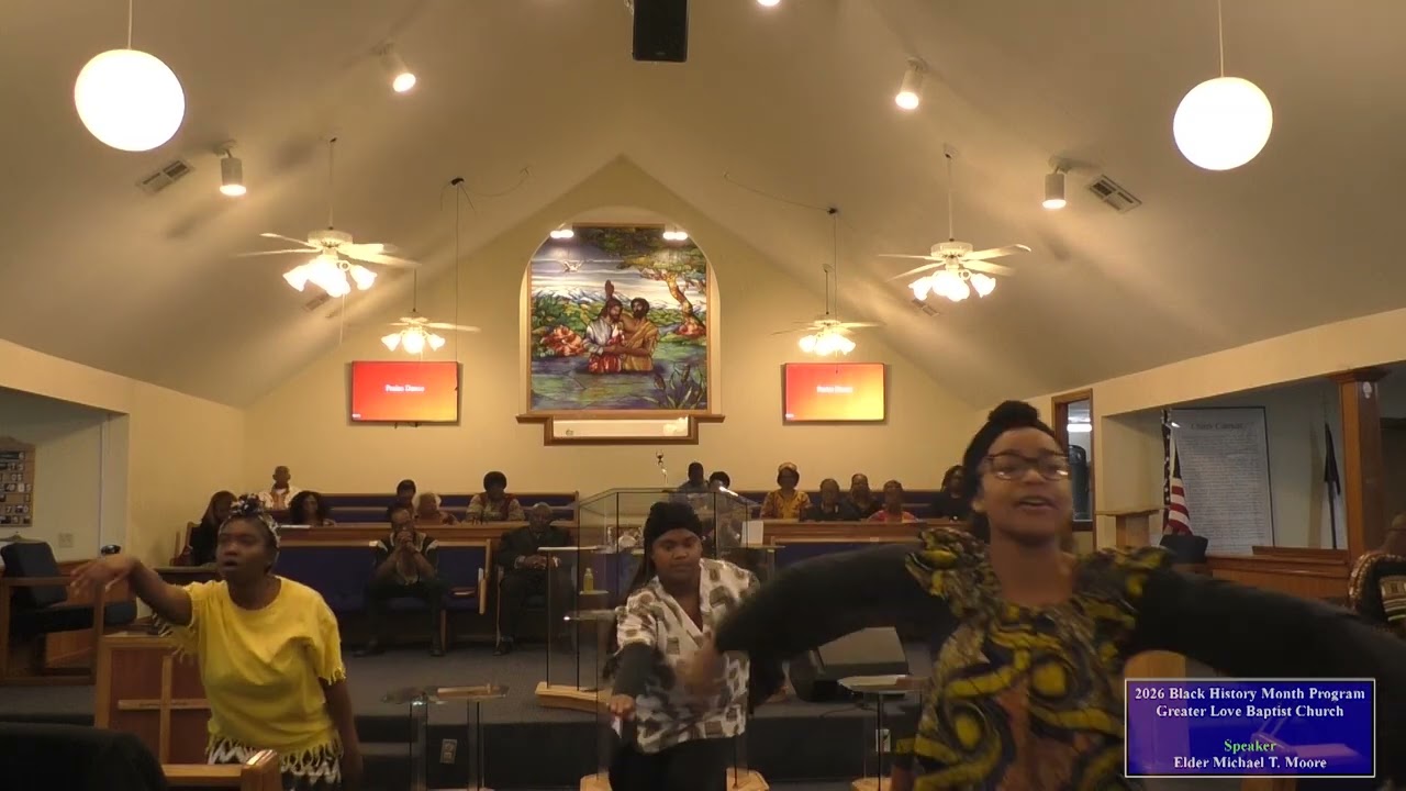 The Majestics Praise Dancers celebrate Black History Month at Greater Love Baptist Church on 2/15/26