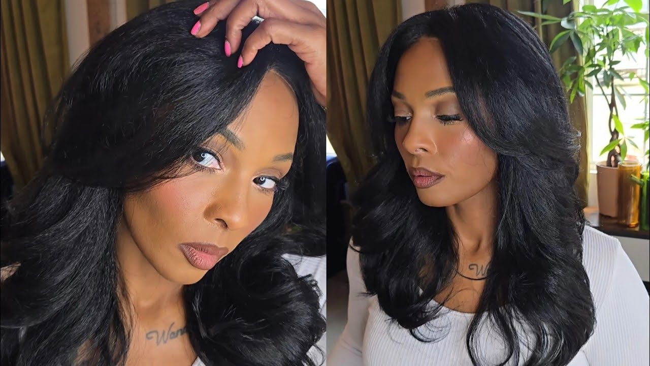 $23 Natural Textured  Glueless Lace Wig Outre Synthetic Glueless HD Transparent Lace Front Wig Maren