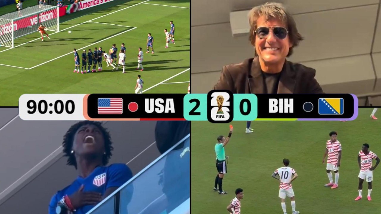 Tom Cruise & IShowSpeed GO WILD as Malik Tillman's INSANE Free Kick for USA vs Bosnia & Herzegovina
