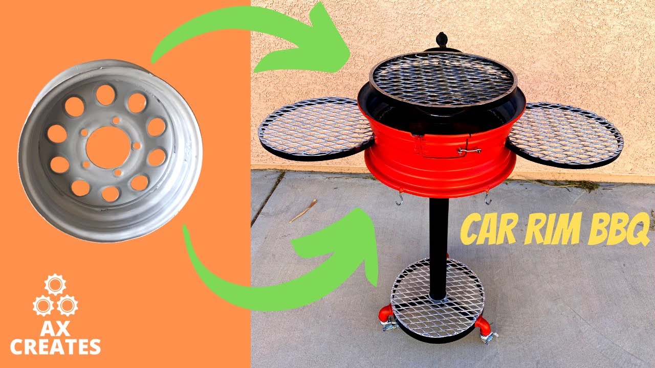 CAR RIM BBQ GRILL || HOMEMADE BBQ GRILL || CHARCOAL BBQ GRILL IDEA