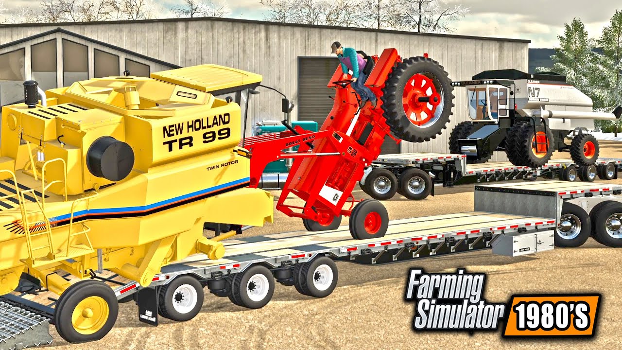 WRECKED COMBINE GET’S TAKEN TO SALVAGE YARD! NEW COMBINE ARRIVED! (1980’S FARMING)