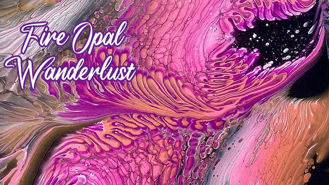 Fire Opal Wanderlust  💫 Gorgeous Acrylic Metallic Wanderlust Pour with Indigo!