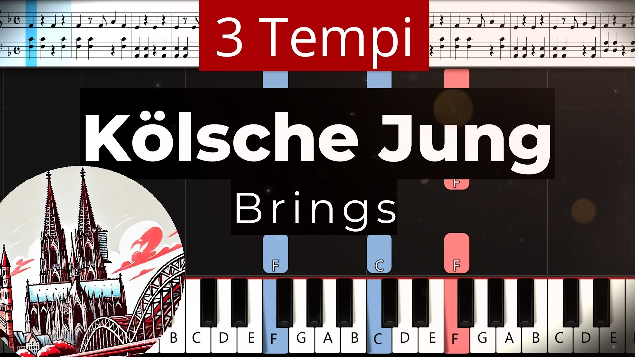 Kölsche Jung - Piano Tutorial EASY SLOW mit Noten 🎹 Klavier lernen 🎵 Felicitas Falke 🎵