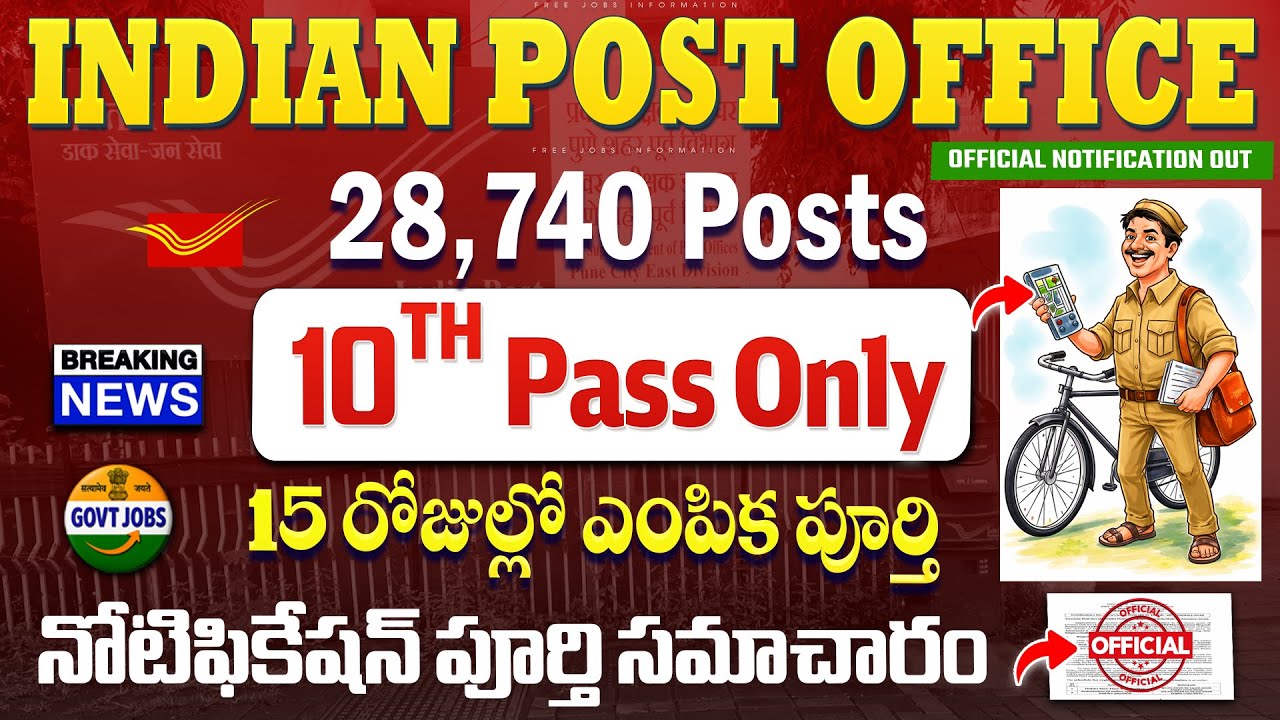 🚨 Post Office Recruitment 2026 | India Post Jobs | Post Office jobs in telugu | Latest Govt Jobs