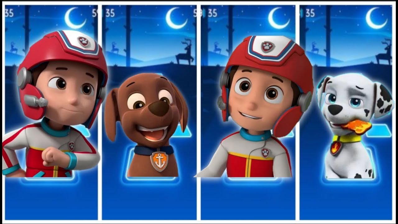 PAW Patrol: Marshall - Chase - Skye Rubble Gameplay Tiles Hop EDM Rush New
