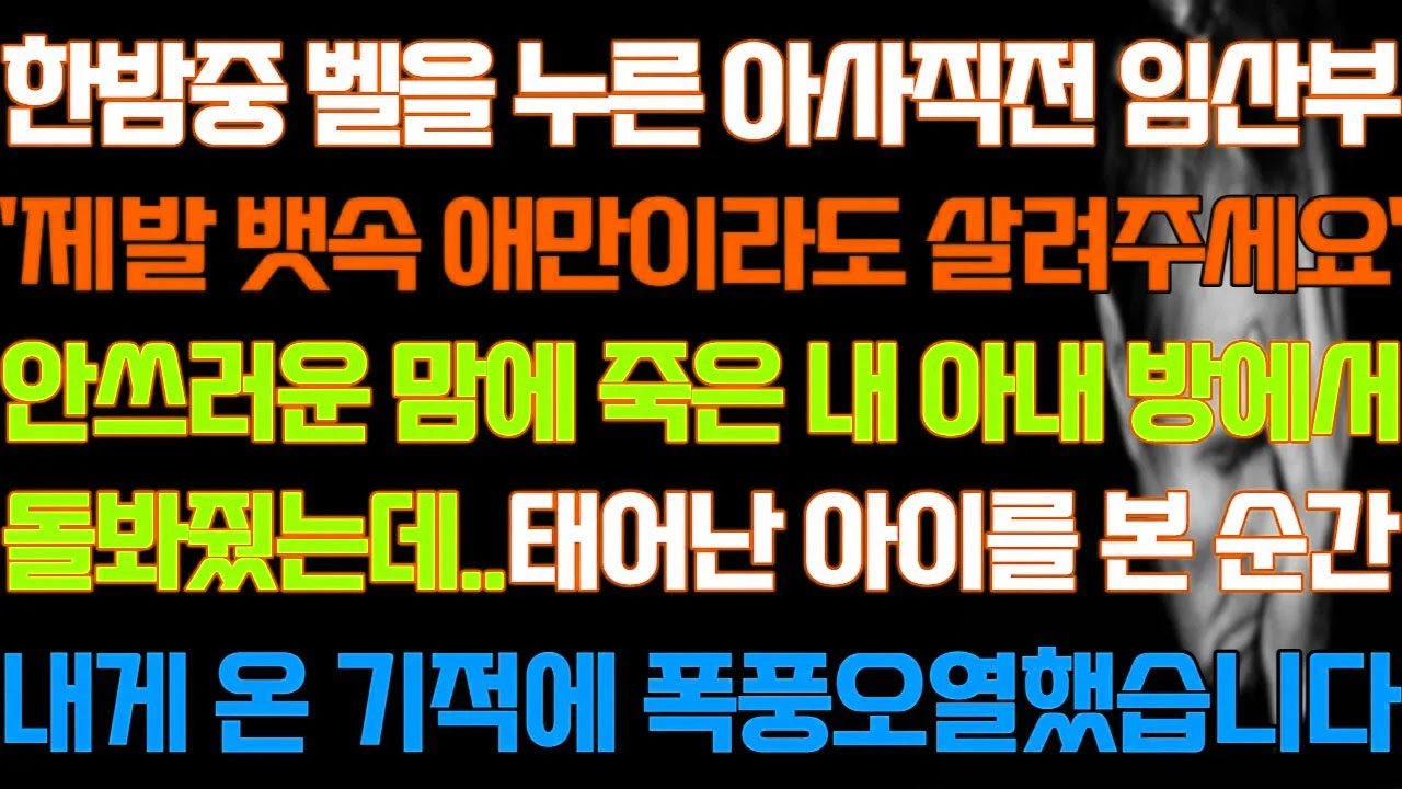 [반전 실화사연] 한밤중 벨을 누른 아사직전 임산부 안쓰러운 맘에 죽은 내 아내
