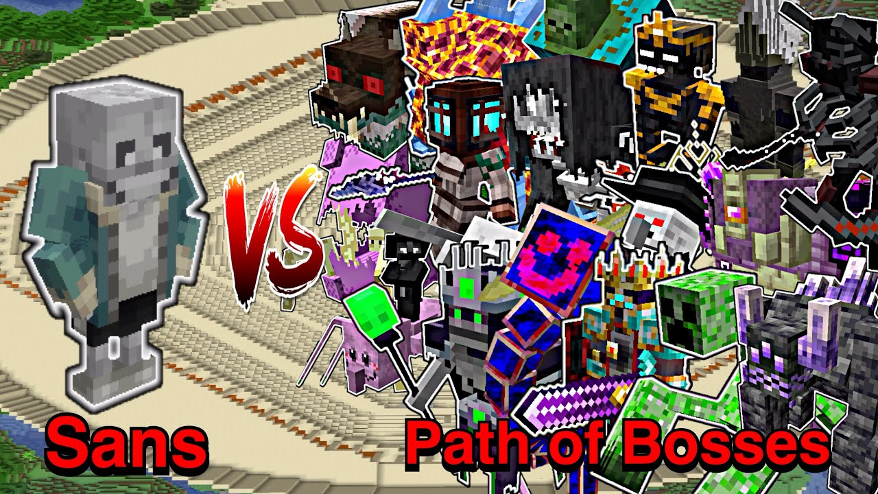 Minecraft |Mobs Battle| Sans(Leo's Sans) VS Path of Bosses