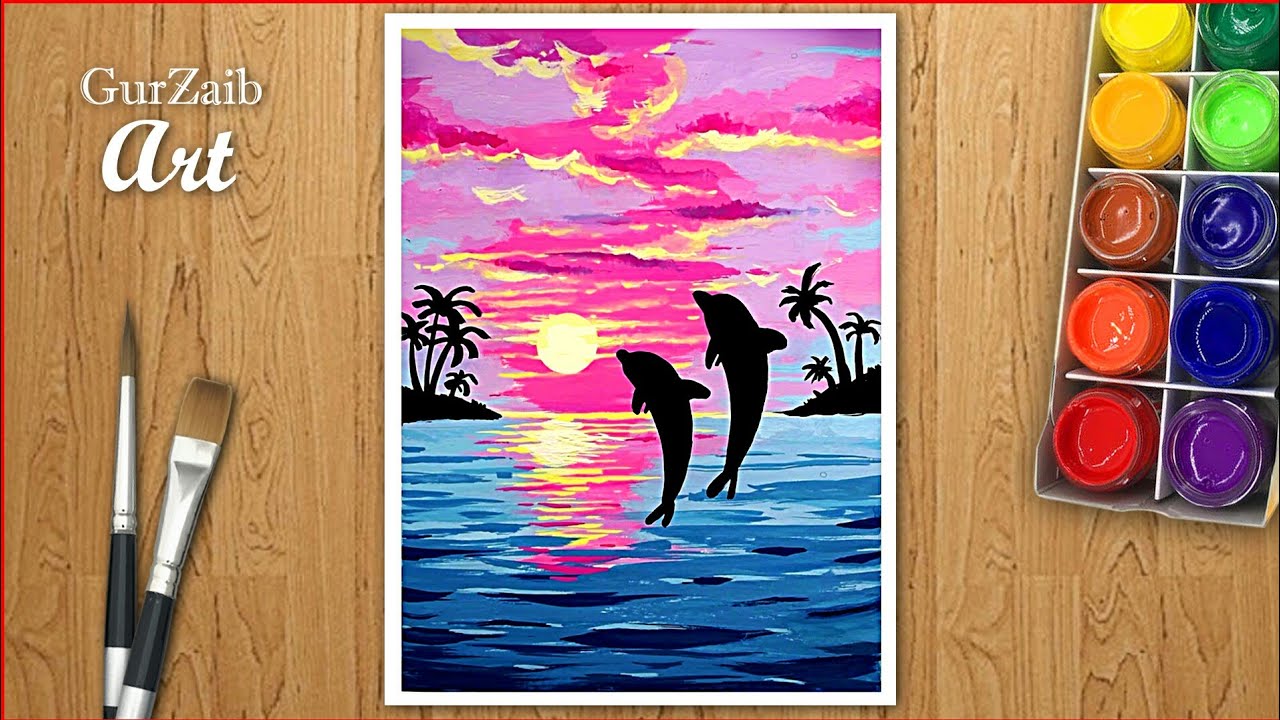 How to draw beautiful painting with poster colors || very easy - step by step for beginners