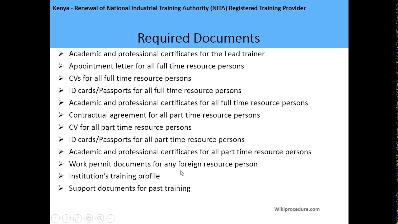 Kenya - Renewal of National Industrial Training Authority (NITA) Registered Training Provider