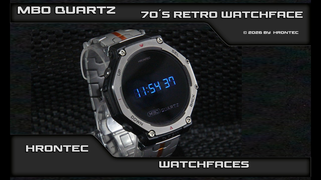 MBO  Quartz BLUE LED Watchface for Amazfit Trex3 Trex3 Pro & most Amazfit watches