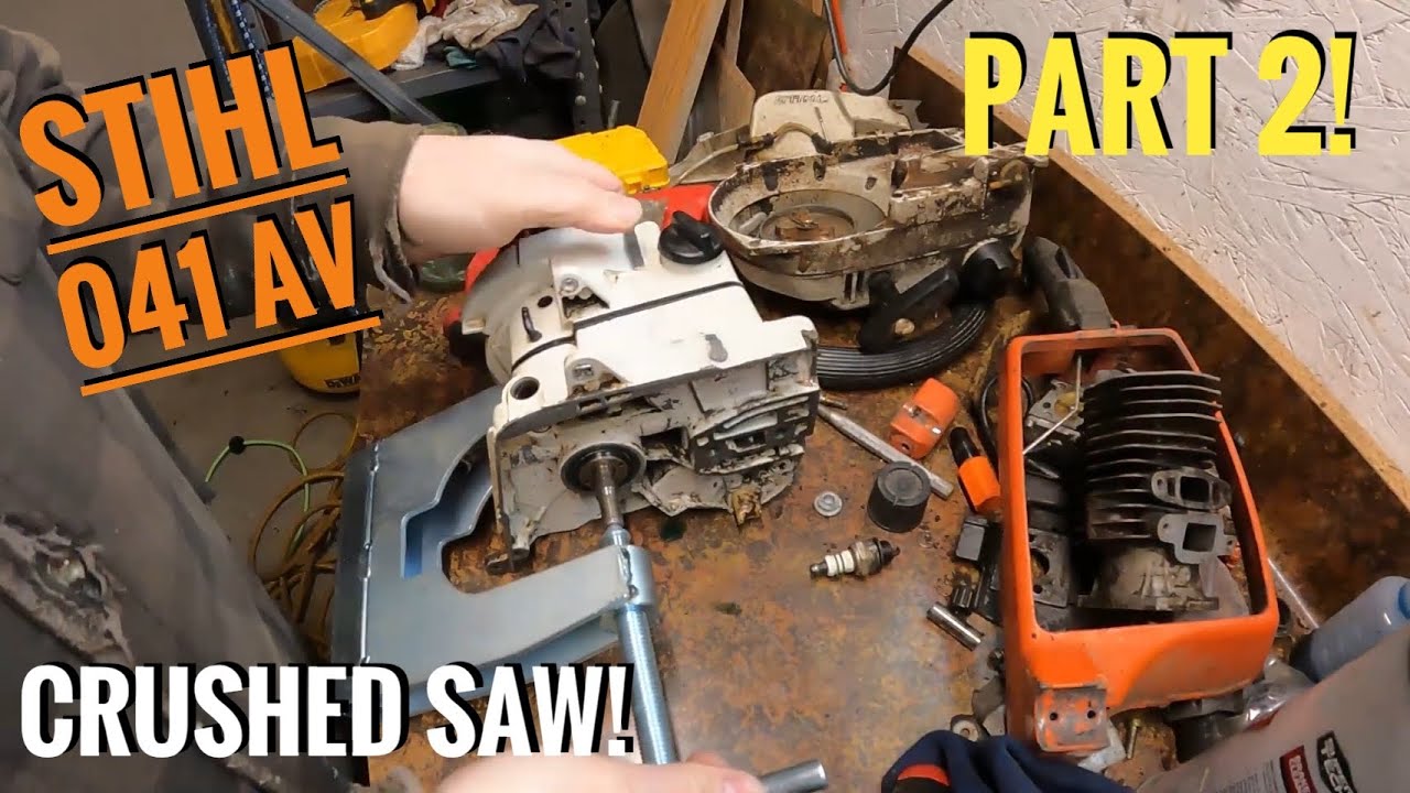 Stihl 041 AV CRUSHED Saw Project: Part 2! Case Separation, And Assembly Begins!