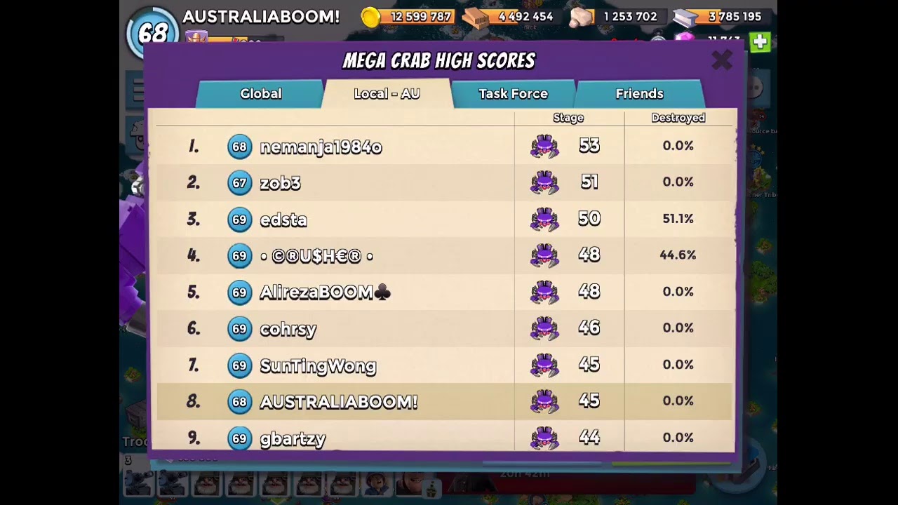 Megacrab stage 1-70 live hits