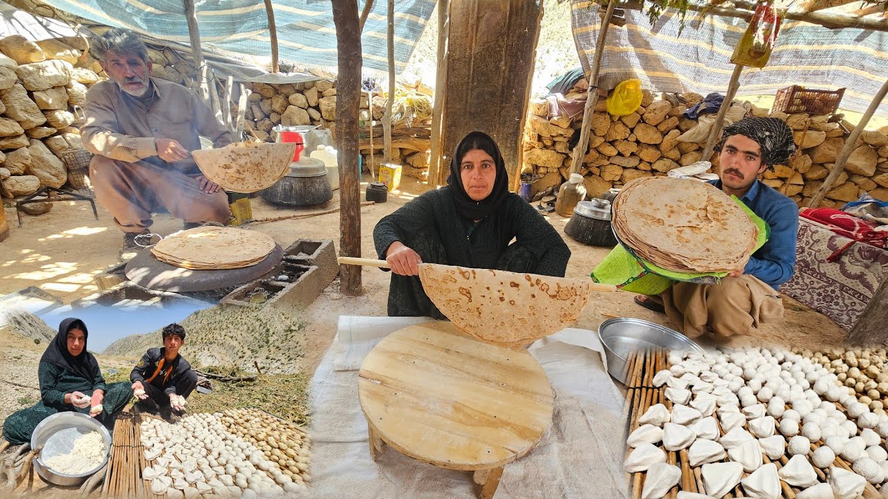 Real nomadic life: baking traditional bread, making nomadic dairy products, and building a garden