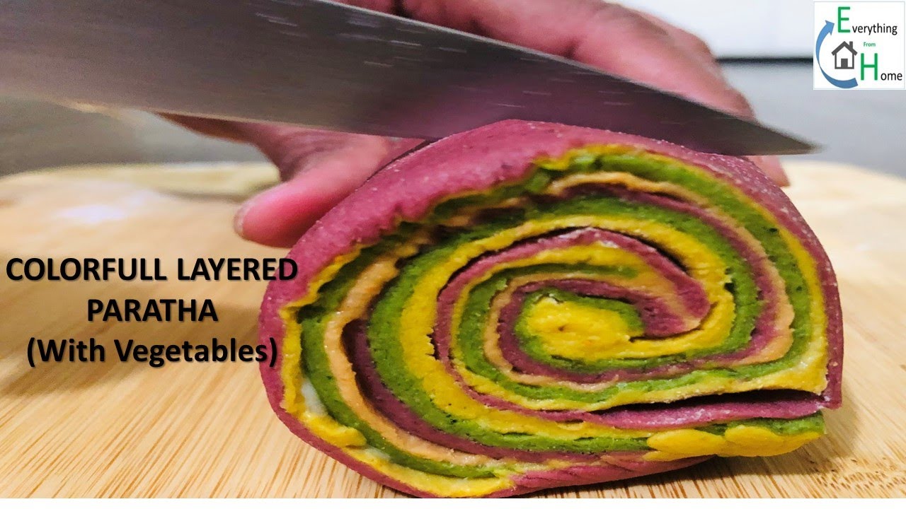 Colorful Layered Paratha |Whole Wheat Paratha| Healthy Vegetable Paratha |Multicolor Layered Paratha