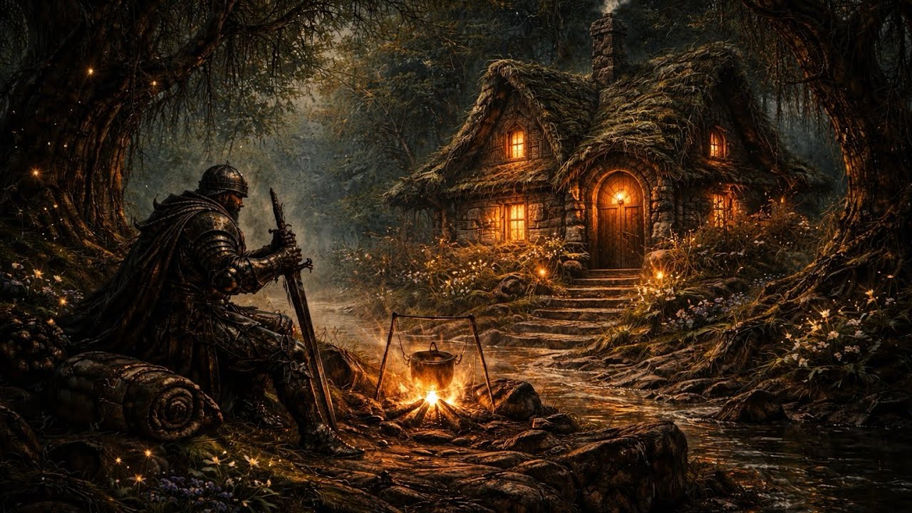 Knight’s Campfire Rest - 2 Hours of Relaxing Dark Fantasy Ambient Music 