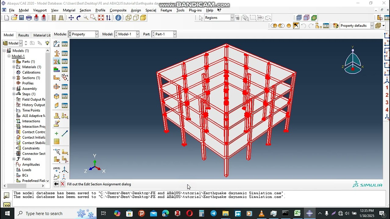 ABAQUS: Earthquake Dynamic Simulation for multi-story three dimensional 3-D Building