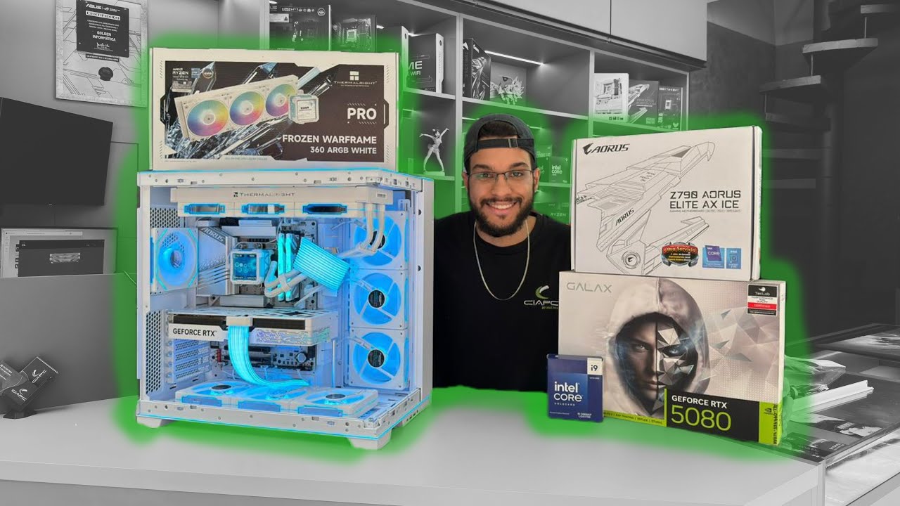 MONTEI UM PC FULL WHITE COM A RTX 5080 — O PC DOS SONHOS EXISTE!! 🤍🚀