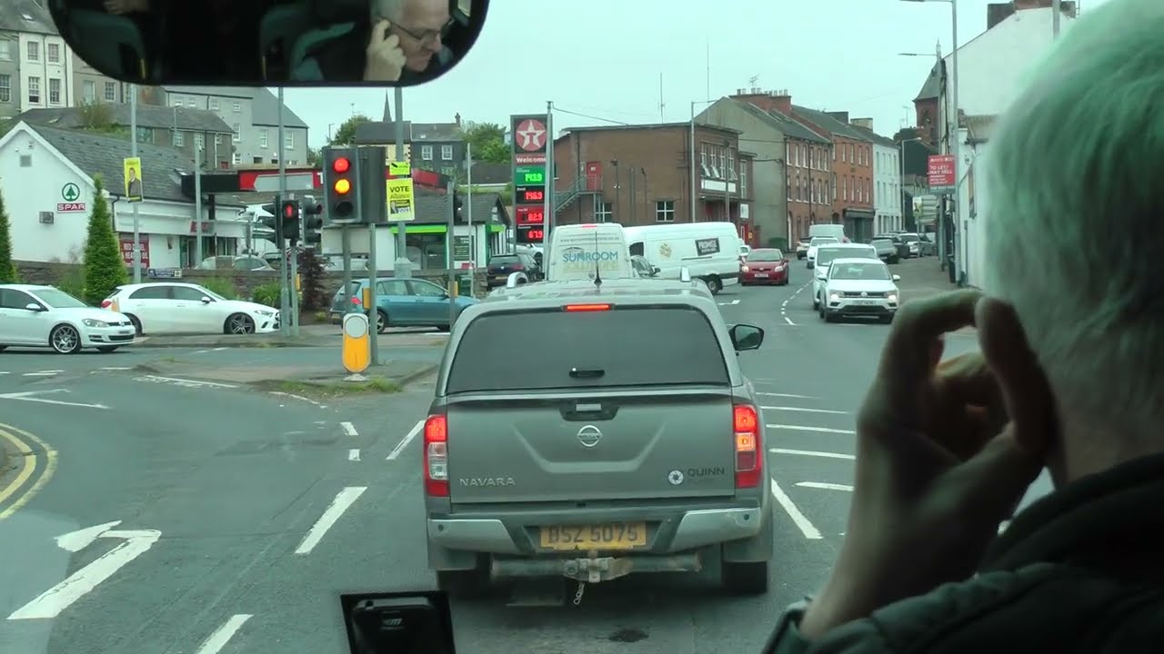 driver view narrated bus ride in Downpatrick, N. Ireland, U.K. to St. Patrick Visitor Centre 5/20/23