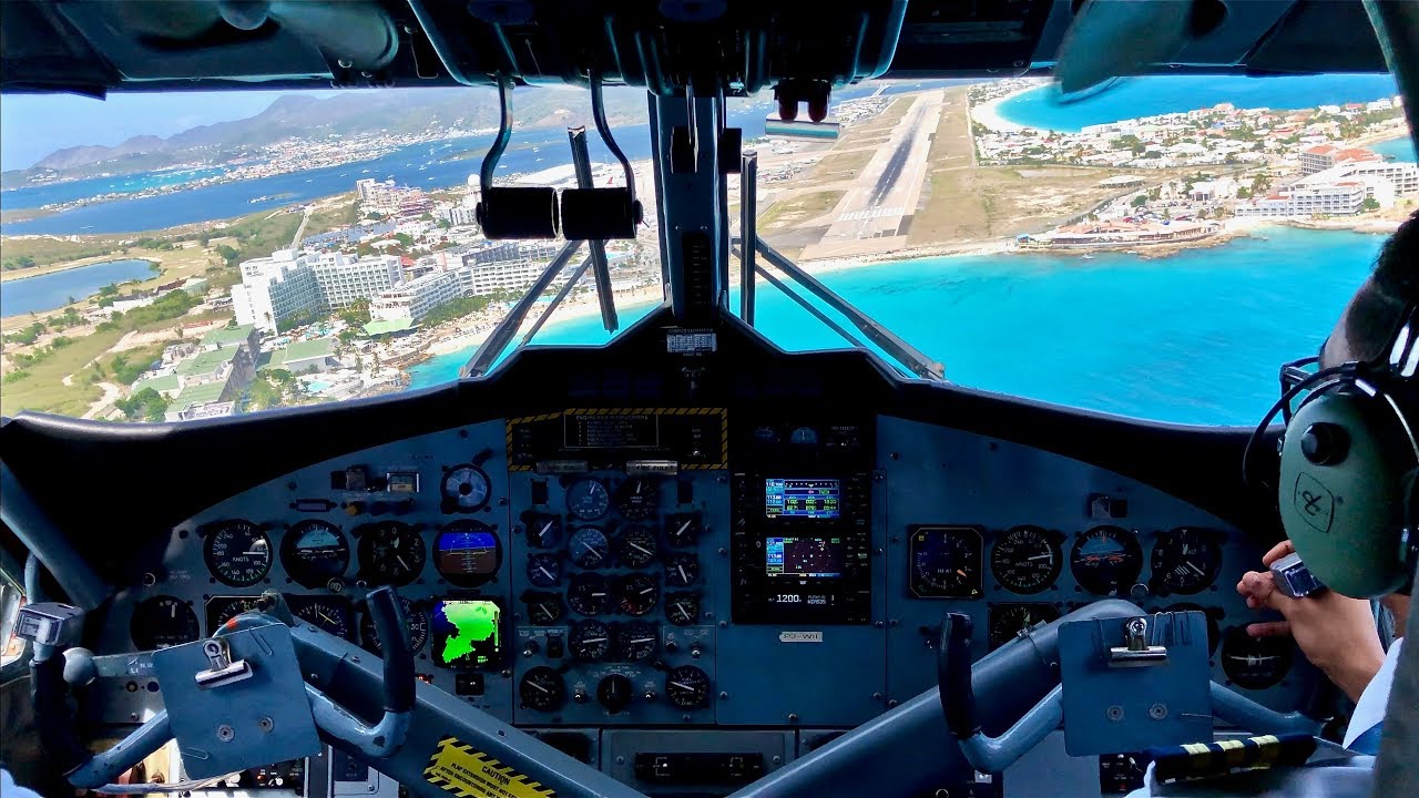 Amazing Cockpit View Landing – SXM – Winair – DHC-6-300 Twin Otter – PJ-WII – SCS Ep. 164