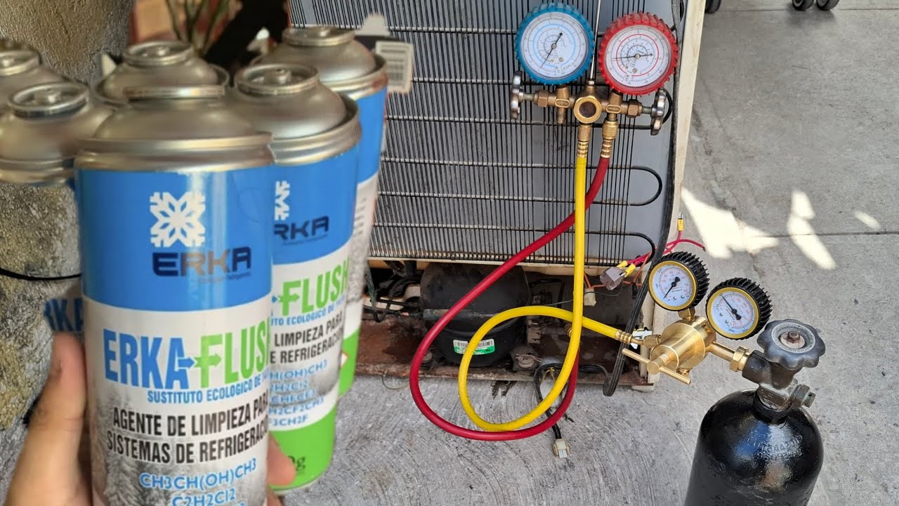 Como limpiar el sistema con nitrógeno y 141b (flush) limpiza de lineas de refrigerador #Tecnimoros 